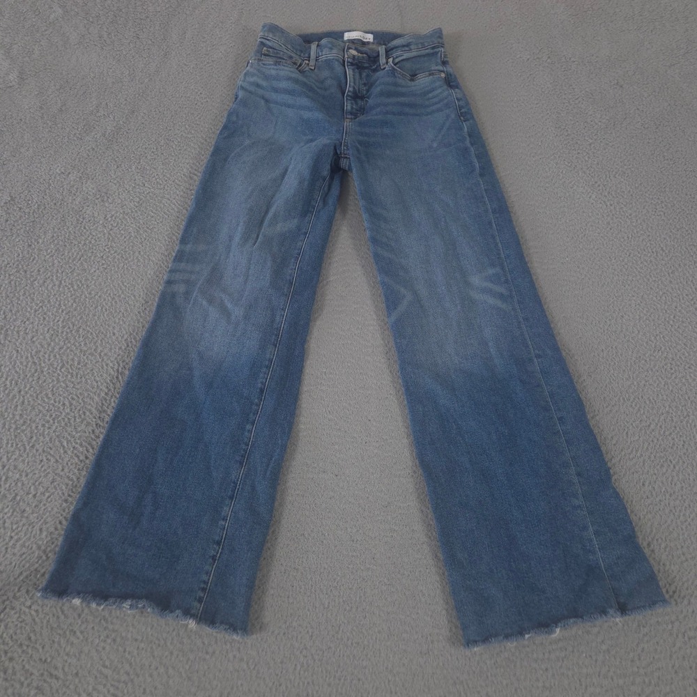 Loft Jeans Womens 26/2 Blue Frayed High Rise The Wide Leg Cotton Lyocell Raw Hem